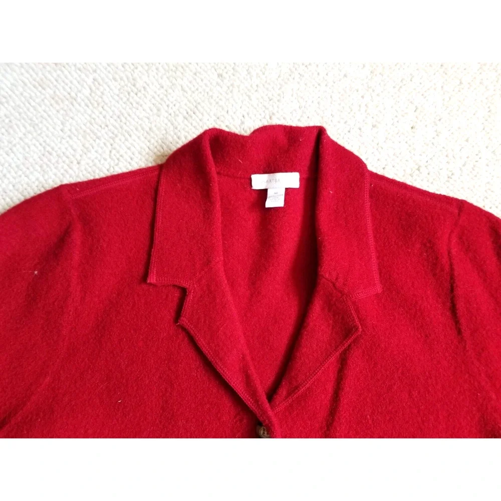 VINTAGE Womens Sweater/Jacket-CHARTER CLUB-dk red boiled Merino Wool blazer ls-M